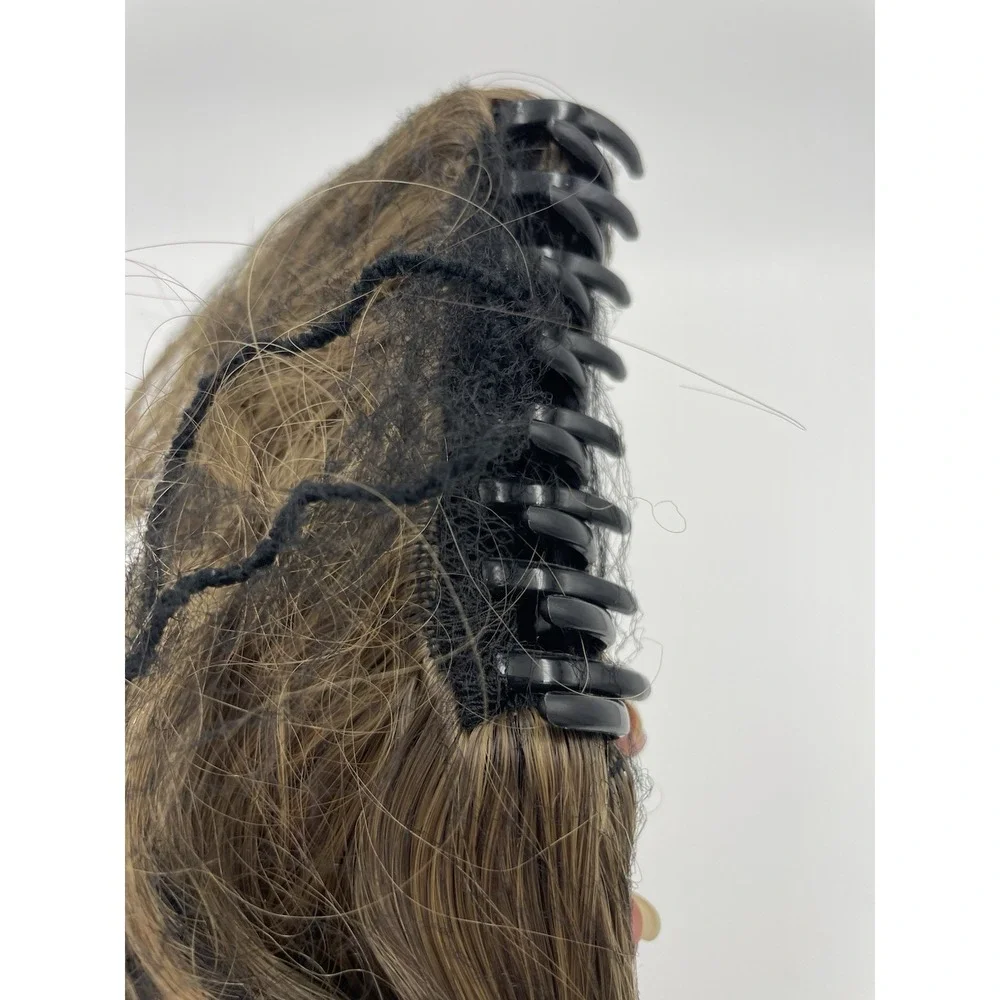 Ponytail Hair Extension Drawstring w/Clip Combs Hair Bun New in‎ Netting Brown